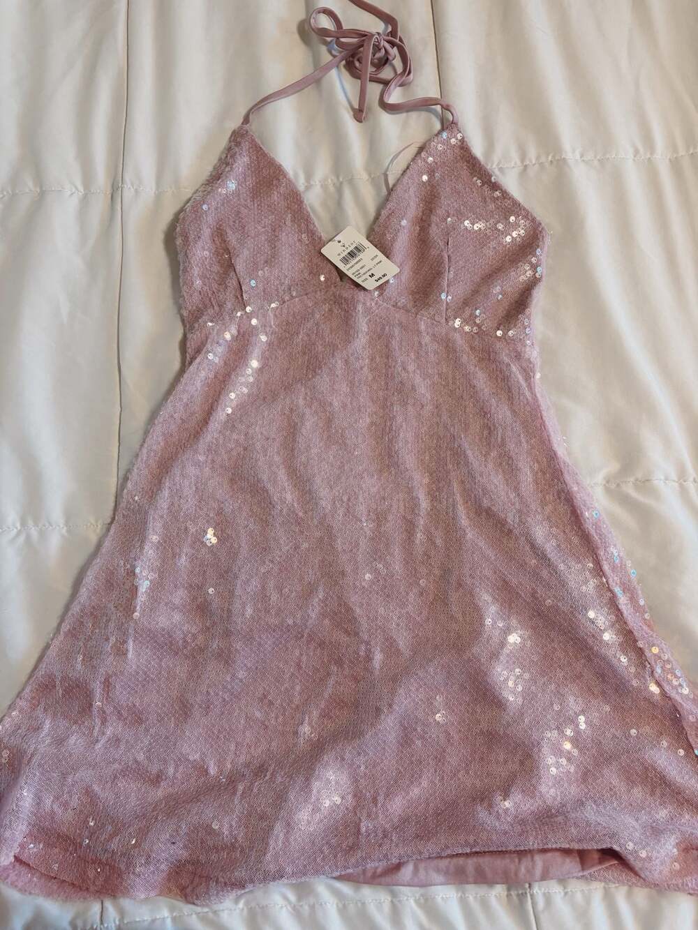 Windsor Pink Sequin Halter Mini Dress